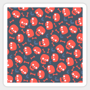 An red and blue halloween skeleton pattern (halloween, witch, spooky, ghost, cat, cute, witchy, skeleton, creepy, halloween, goth, horror) Sticker